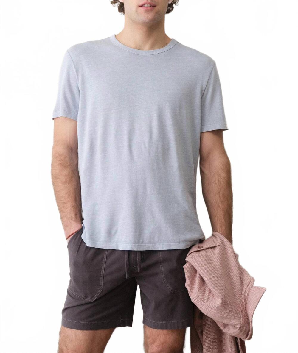 NEW MARINE LAYER relaxed hemp cotton tee in soft chambray